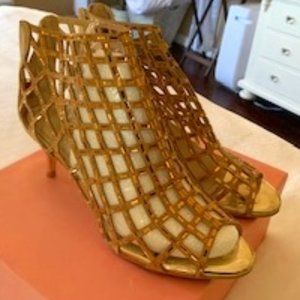 bling gold stilettos with kitten heel